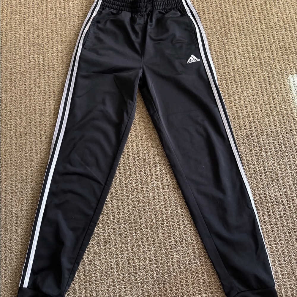 Adidas Black and White Sweatpants with Tapered Fit